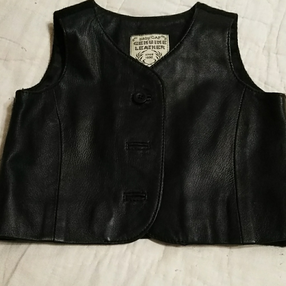 Infant bikers  leather vest. Sz  3-9 mos